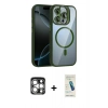 MARSİLYAN™- iPhone 15 Pro Max Kılıf Yadigar Asil Koleksiyonu - Şeffaf Pasifik Cam Ekran Koruyucu + PVD Metal Kamera Lens - GS