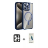 MARSİLYAN™- iPhone 15 Pro Max Kılıf Yadigar Asil Koleksiyonu - Şeffaf Pasifik Cam Ekran Koruyucu + PVD Metal Kamera Lens - GS