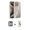 MARSİLYAN™- iPhone 15 Pro Max Kılıf Yadigar Asil Koleksiyonu - Şeffaf Pasifik Cam Ekran Koruyucu + PVD Metal Kamera Lens - GS