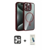 MARSİLYAN™- iPhone 15 Pro Max Kılıf Yadigar Asil Koleksiyonu - Şeffaf Pasifik Cam Ekran Koruyucu + PVD Metal Kamera Lens - GS