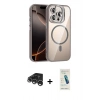MARSİLYAN™- iPhone 15 Pro Max Kılıf Yadigar Asil Koleksiyonu - Şeffaf Pasifik Cam Ekran Koruyucu + Raze Metal Kamera Lens - GS