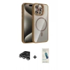 MARSİLYAN™- iPhone 15 Pro Max Kılıf Yadigar Asil Koleksiyonu - Şeffaf Pasifik Cam Ekran Koruyucu + Raze Metal Kamera Lens - GS