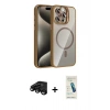 MARSİLYAN™- iPhone 15 Pro Max Kılıf Yadigar Asil Koleksiyonu - Şeffaf Pasifik Cam Ekran Koruyucu + Raze Metal Kamera Lens - SH