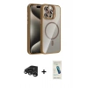 MARSİLYAN™- iPhone 15 Pro Max Kılıf Yadigar Asil Koleksiyonu - Şeffaf Pasifik Cam Ekran Koruyucu + Raze Metal Kamera Lens - TMGI