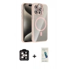 MARSİLYAN™- iPhone 15 Pro Max Kılıf Yadigar Asil Koleksiyonu - Şeffaf Pasifik Cam Ekran Koruyucu + PVD Metal Kamera Lens - TU