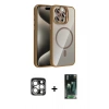 MARSİLYAN™- iPhone 15 Pro Max Kılıf Yadigar Asil Koleksiyonu - Siyah 360 Mat Full Body Arka Koruyucu + PVD Metal Kamera Lens - GS