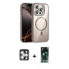 MARSİLYAN™- iPhone 15 Pro Max Kılıf Yadigar Asil Koleksiyonu - Siyah 360 Mat Full Body Arka Koruyucu + PVD Metal Kamera Lens - GS