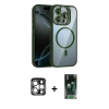 MARSİLYAN™- iPhone 15 Pro Max Kılıf Yadigar Asil Koleksiyonu - Siyah 360 Mat Full Body Arka Koruyucu + PVD Metal Kamera Lens - GS