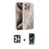 MARSİLYAN™- iPhone 15 Pro Max Kılıf Yadigar Asil Koleksiyonu - Siyah 360 Mat Full Body Arka Koruyucu + Lacivert PVD Metal Kamera Lens