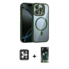 MARSİLYAN™- iPhone 15 Pro Max Kılıf Yadigar Asil Koleksiyonu - Siyah 360 Mat Full Body Arka Koruyucu + PVD Metal Kamera Lens - GI