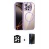 MARSİLYAN™- iPhone 15 Pro Max Kılıf Yadigar Asil Koleksiyonu - Siyah 3D Antistatik Hayalet Cam Ekran Koruyucu + PVD Metal Kamera Lens - TU