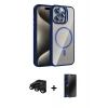 MARSİLYAN™- iPhone 15 Pro Max Kılıf Yadigar Asil Koleksiyonu - Siyah 3D Antistatik Hayalet Cam Ekran Koruyucu + Raze Metal Kamera Lens - SH