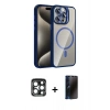 MARSİLYAN™- iPhone 15 Pro Max Kılıf Yadigar Asil Koleksiyonu - Siyah 3D Antistatik Hayalet Cam Ekran Koruyucu + PVD Metal Kamera Lens - LT