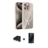 MARSİLYAN™- iPhone 15 Pro Max Kılıf Yadigar Asil Koleksiyonu - Siyah 3D Antistatik Hayalet Cam Ekran Koruyucu + Raze Metal Kamera Lens - TMGI
