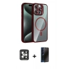 MARSİLYAN™- iPhone 15 Pro Max Kılıf Yadigar Asil Koleksiyonu - Siyah 3D Antistatik Hayalet Cam Ekran Koruyucu + PVD Metal Kamera Lens - GI