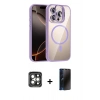 MARSİLYAN™- iPhone 15 Pro Max Kılıf Yadigar Asil Koleksiyonu - Siyah 3D Antistatik Hayalet Cam Ekran Koruyucu + PVD Metal Kamera Lens - GI