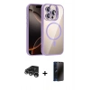 MARSİLYAN™- iPhone 15 Pro Max Kılıf Yadigar Asil Koleksiyonu - Siyah 3D Antistatik Hayalet Cam Ekran Koruyucu + Raze Metal Kamera Lens - GS