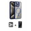 MARSİLYAN™- iPhone 15 Pro Max Kılıf Yadigar Asil Koleksiyonu - Siyah 3D Antistatik Hayalet Cam Ekran Koruyucu + PVD Metal Kamera Lens - GS