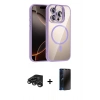 MARSİLYAN™- iPhone 15 Pro Max Kılıf Yadigar Asil Koleksiyonu - Siyah 3D Antistatik Hayalet Cam Ekran Koruyucu + Raze Metal Kamera Lens - TMGI