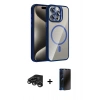 MARSİLYAN™- iPhone 15 Pro Max Kılıf Yadigar Asil Koleksiyonu - Siyah 3D Antistatik Hayalet Cam Ekran Koruyucu + Raze Metal Kamera Lens - TMGI