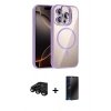 MARSİLYAN™- iPhone 15 Pro Max Kılıf Yadigar Asil Koleksiyonu - Siyah 3D Antistatik Hayalet Cam Ekran Koruyucu + Raze Metal Kamera Lens - SH