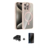 MARSİLYAN™- iPhone 15 Pro Max Kılıf Yadigar Asil Koleksiyonu - Siyah 3D Antistatik Hayalet Cam Ekran Koruyucu + Raze Metal Kamera Lens - GS