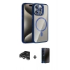 MARSİLYAN™- iPhone 15 Pro Max Kılıf Yadigar Asil Koleksiyonu - Siyah 3D Antistatik Hayalet Cam Ekran Koruyucu + Raze Metal Kamera Lens - GS