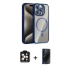 MARSİLYAN™- iPhone 15 Pro Max Kılıf Yadigar Asil Koleksiyonu - Siyah 3D Antistatik Hayalet Cam Ekran Koruyucu + PVD Metal Kamera Lens - TU