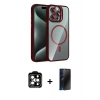 MARSİLYAN™- iPhone 15 Pro Max Kılıf Yadigar Asil Koleksiyonu - Siyah 3D Antistatik Hayalet Cam Ekran Koruyucu + PVD Metal Kamera Lens - TU