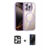 MARSİLYAN™- iPhone 15 Pro Max Kılıf Yadigar Asil Koleksiyonu - Siyah 3D Antistatik Hayalet Cam Ekran Koruyucu + PVD Metal Kamera Lens - LT