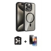 MARSİLYAN™- iPhone 15 Pro Max Kılıf Yadigar Asil Koleksiyonu - Siyah 3D Antistatik Mat Seramik Nano Ekran Koruyucu + PVD Metal Kamera Lens - TU