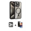 MARSİLYAN™- iPhone 15 Pro Max Kılıf Yadigar Asil Koleksiyonu - Siyah 3D Antistatik Mat Seramik Nano Ekran Koruyucu + PVD Metal Kamera Lens - GS