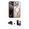 MARSİLYAN™- iPhone 15 Pro Max Kılıf Yadigar Asil Koleksiyonu - Siyah 3D Antistatik Mat Seramik Nano Ekran Koruyucu + Raze Metal Kamera Lens - GS