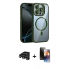 MARSİLYAN™- iPhone 15 Pro Max Kılıf Yadigar Asil Koleksiyonu - Siyah 3D Antistatik Mat Seramik Nano Ekran Koruyucu + Raze Metal Kamera Lens - TMGI