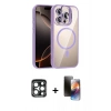 MARSİLYAN™- iPhone 15 Pro Max Kılıf Yadigar Asil Koleksiyonu - Siyah 3D Antistatik Mat Seramik Nano Ekran Koruyucu + PVD Metal Kamera Lens - LT