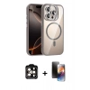 MARSİLYAN™- iPhone 15 Pro Max Kılıf Yadigar Asil Koleksiyonu - Siyah 3D Antistatik Mat Seramik Nano Ekran Koruyucu + PVD Metal Kamera Lens - TU