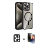 MARSİLYAN™- iPhone 15 Pro Max Kılıf Yadigar Asil Koleksiyonu - Siyah 3D Antistatik Mat Seramik Nano Ekran Koruyucu + PVD Metal Kamera Lens - LT