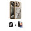 MARSİLYAN™- iPhone 15 Pro Max Kılıf Yadigar Asil Koleksiyonu - Siyah 3D Antistatik Mat Seramik Nano Ekran Koruyucu + PVD Metal Kamera Lens - TU