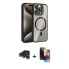 MARSİLYAN™- iPhone 15 Pro Max Kılıf Yadigar Asil Koleksiyonu - Siyah 3D Antistatik Mat Seramik Nano Ekran Koruyucu + Raze Metal Kamera Lens - GS