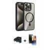 MARSİLYAN™- iPhone 15 Pro Max Kılıf Yadigar Asil Koleksiyonu - Siyah 3D Antistatik Mat Seramik Nano Ekran Koruyucu + Raze Metal Kamera Lens - LT