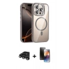 MARSİLYAN™- iPhone 15 Pro Max Kılıf Yadigar Asil Koleksiyonu - Siyah 3D Antistatik Mat Seramik Nano Ekran Koruyucu + Raze Metal Kamera Lens - TMGI