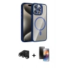 MARSİLYAN™- iPhone 15 Pro Max Kılıf Yadigar Asil Koleksiyonu - Siyah 3D Antistatik Mat Seramik Nano Ekran Koruyucu + Siyah Raze Metal Kamera Lens