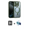 MARSİLYAN™- iPhone 15 Pro Max Kılıf Yadigar Asil Koleksiyonu - Siyah 3D Antistatik Seramik Nano Ekran Koruyucu + PVD Metal Kamera Lens - SH