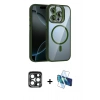MARSİLYAN™- iPhone 15 Pro Max Kılıf Yadigar Asil Koleksiyonu - Siyah 3D Antistatik Seramik Nano Ekran Koruyucu + PVD Metal Kamera Lens - LT