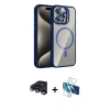 MARSİLYAN™- iPhone 15 Pro Max Kılıf Yadigar Asil Koleksiyonu - Siyah 3D Antistatik Seramik Nano Ekran Koruyucu + Raze Metal Kamera Lens - LT