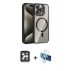 MARSİLYAN™- iPhone 15 Pro Max Kılıf Yadigar Asil Koleksiyonu - Siyah 3D Antistatik Seramik Nano Ekran Koruyucu + PVD Metal Kamera Lens - GI