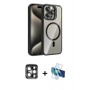 MARSİLYAN™- iPhone 15 Pro Max Kılıf Yadigar Asil Koleksiyonu - Siyah 3D Antistatik Seramik Nano Ekran Koruyucu + PVD Metal Kamera Lens - LT