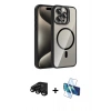 MARSİLYAN™- iPhone 15 Pro Max Kılıf Yadigar Asil Koleksiyonu - Siyah 3D Antistatik Seramik Nano Ekran Koruyucu + Raze Metal Kamera Lens - SH
