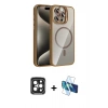 MARSİLYAN™- iPhone 15 Pro Max Kılıf Yadigar Asil Koleksiyonu - Siyah 3D Antistatik Seramik Nano Ekran Koruyucu + PVD Metal Kamera Lens - SH