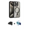 MARSİLYAN™- iPhone 15 Pro Max Kılıf Yadigar Asil Koleksiyonu - Siyah 3D Antistatik Seramik Nano Ekran Koruyucu + Raze Metal Kamera Lens - TMGI